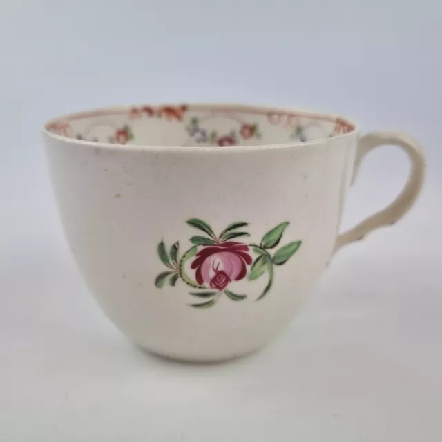 Antique 18th Century Tea Cup Decorated Rose & Flowers