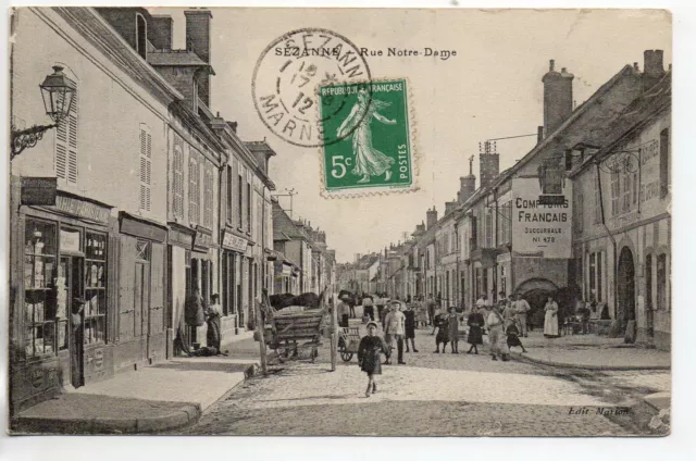 SEZANNE - Marne - CPA 51 - la rue Notre Dame 12- la Librairie parisienne