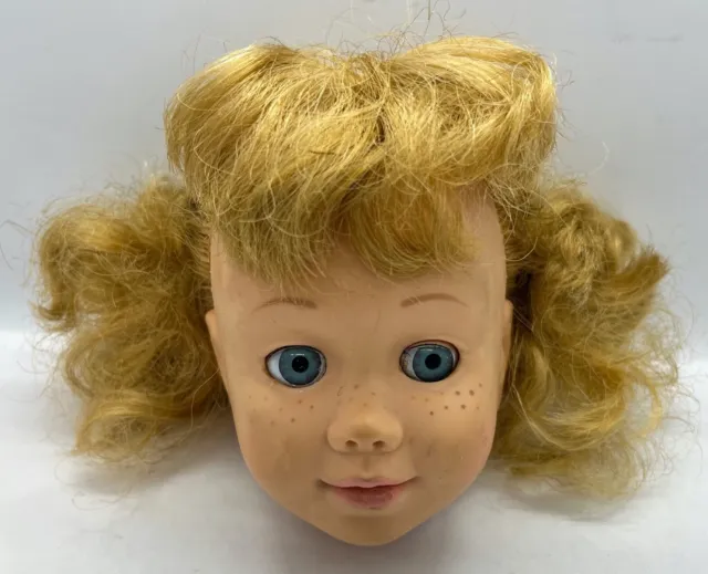Vintage Blonde Pigtail Chatty Cathy Soft Face & Glassine Eyes - Head Only
