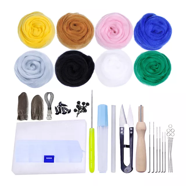 8pcs Filzwolle Märchenwolle, Nadelfilz Starter Kit Set Filzen Bastelset für