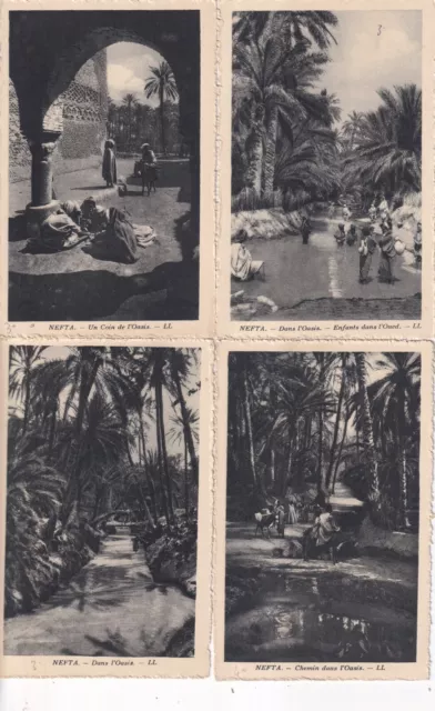 Lot de 4 cartes postales anciennes postcards TUNISIE TUNISIA NEFTA oasis