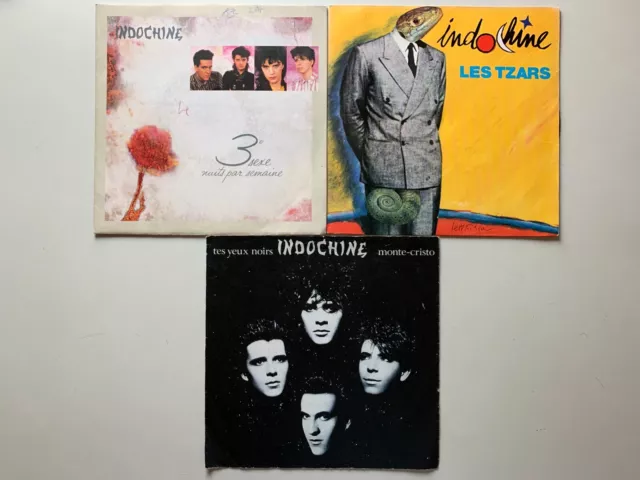 LOT DISQUES 45T SPECIAL INDOCHINE LES TZARS + 3e SEXE + TES YEUX NOIRS