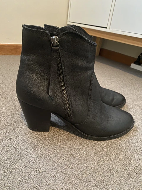 EOS PORTUGAL WOMENS Black Leather Ankle Boot Booty Side Zip Size 40 59.95 PicClick AU
