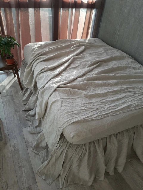 LINEN FLAT SHEET Queen King Twin Single Double Natural Organic Flax stonewashed