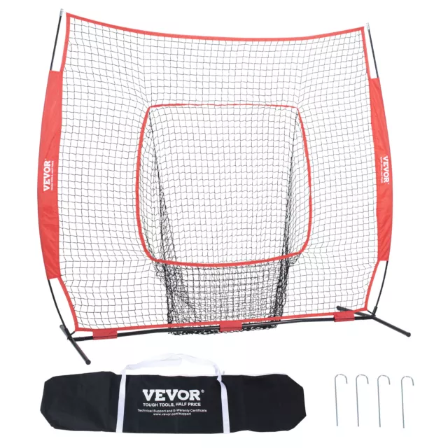 VEVOR Baseball Pitching Net Pitching Target 2134x1060mm Tragetasche Schlagen Rot