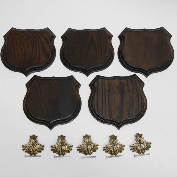 5x Wappenschilder Jabalí Af 15cm Escudo de Trofeo Hoja de Roble Portada Pequeño 2
