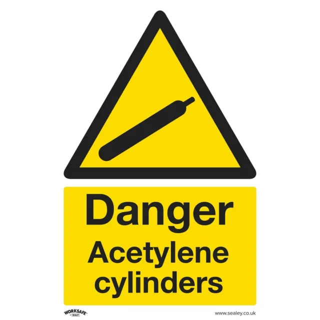 Sealey Avvertimento Sicurezza Insegna - Pericolo Acetilene Cilindri -