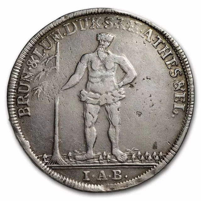 1738 German States Brunswick Silver Wild Man Thaler XF