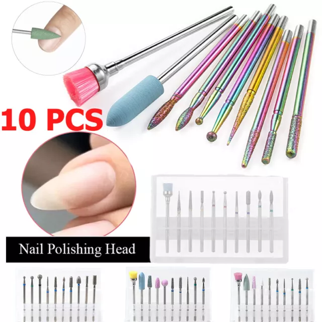 10 PCS Nail Art Nail Drill Bits Carbide Manicure Kit Set File Manicure Pedicure*