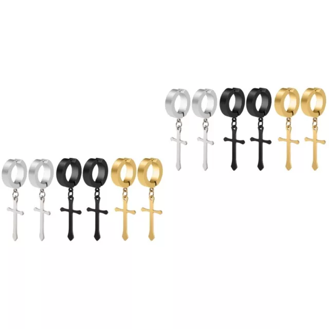 6 Pairs Kreuzohrringe Mann-Ohrringe Ohrclip Goldohrringe Earrings