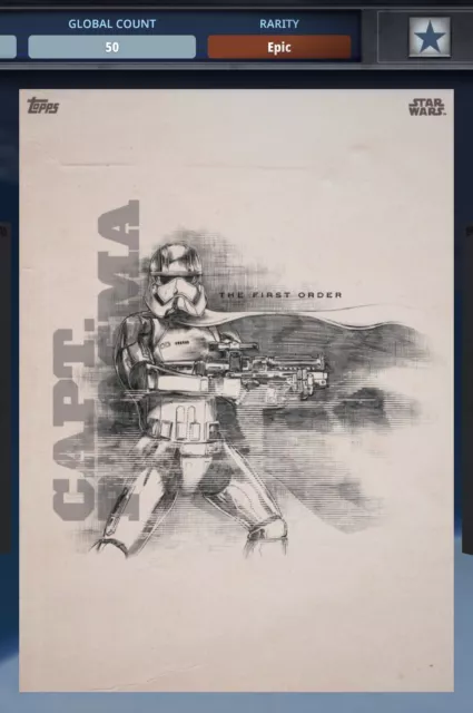 2015 Captain Phasma 50 Cc Tfa Pencils Sketch *Hard To Get* Star Wars Card Trader