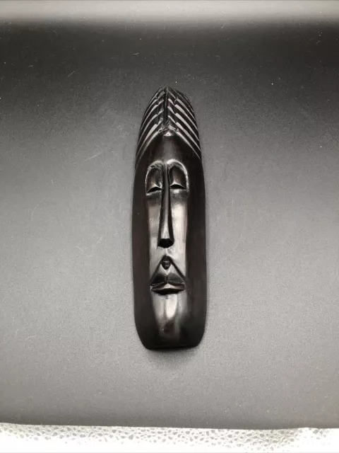 Vintage African Tribal Mask Handcrafted Hard Wood Carved Exotic Figure 9 1/4”