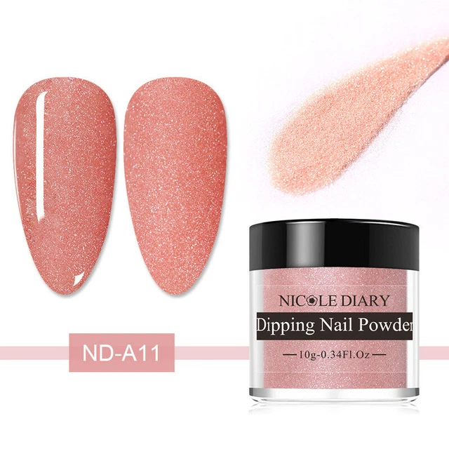 Espejo de polvo de brillo de uñas efecto inmersión polvo de uñas natural seco manicura belleza