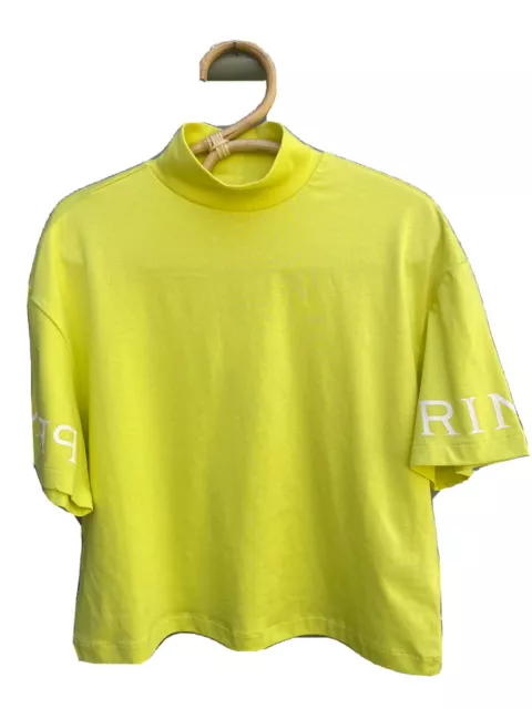 PRINGLE OF SCOTLAND X H&M Yellow Neon Top Size XS Cropped Cotton Elastane NWT