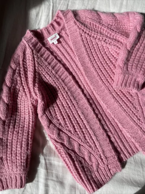 Seed baby girls Pink Chunky cable Knit Cardigan Jumper