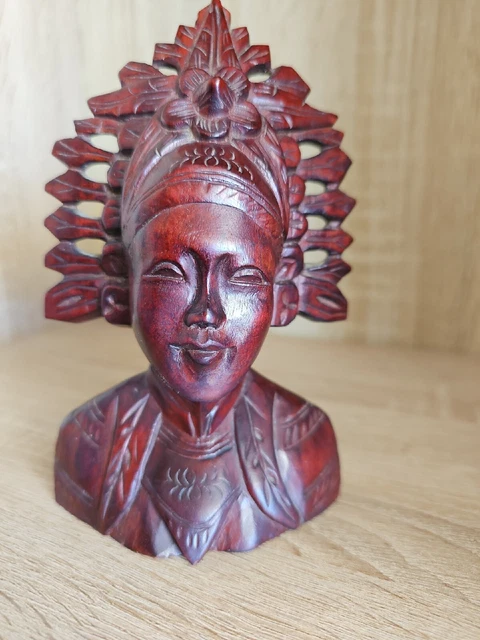 Estatua Tribal Vintage Madera Tallada A Mano Cabeza O Busto
