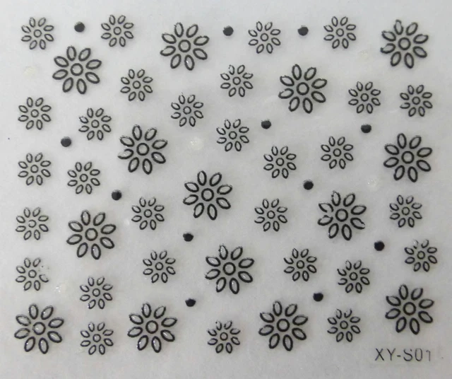 Nail art manucure stickers autocollants pour ongles: fleurs design noires