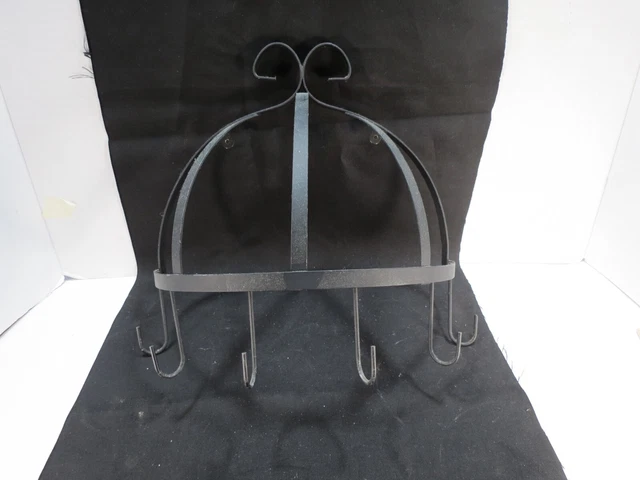 Wrought Iron Small Rack Hand Forged Hanging Pot & Pan Holder 6 Hooks 12" Across