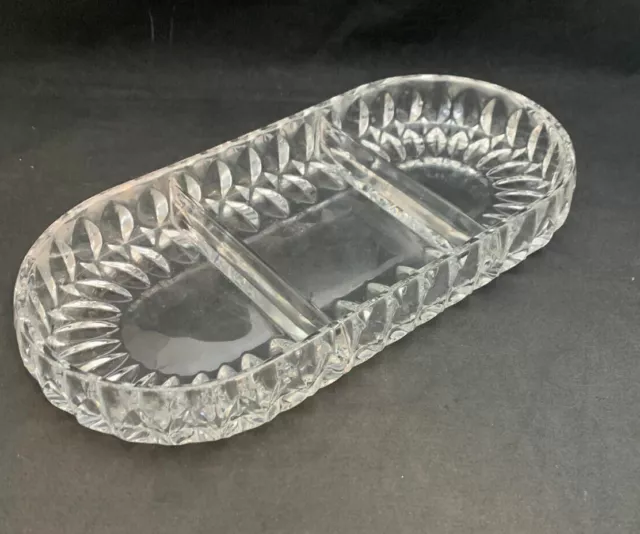 Gorham Crystal Althea 3-Part Oval Relish Dish