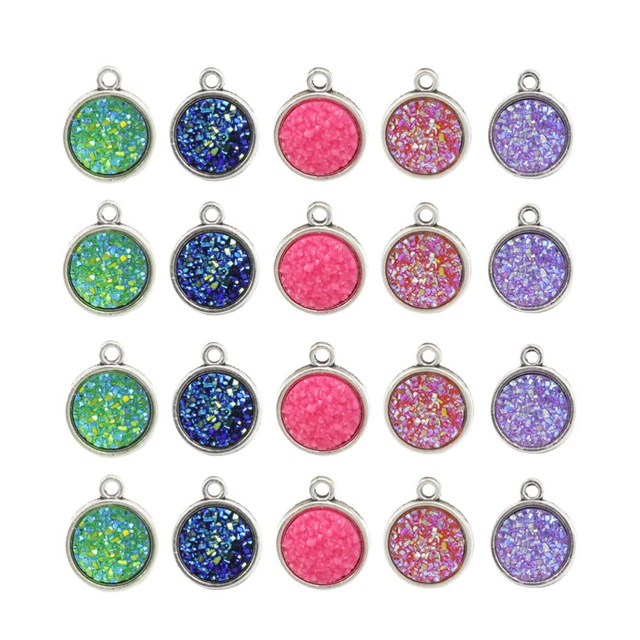 20 Pcs Harz Runde Flache Rückseite Schmuck Hängen Charme Halskette Anhänger