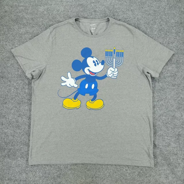Old Navy X Disney Shirt Men 2XL Gray Mickey Mouse Graphic Tee Short Sleeve Adult