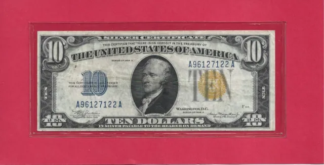 1934-A ($10) Ten Dollar North Africa Wwii Yellow Seal Silver Certificate