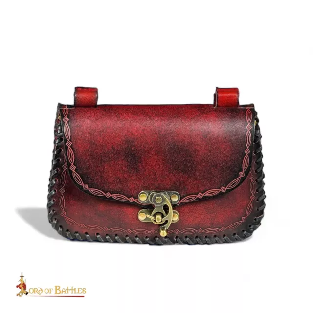 Sac Medieval Fantastique Cosplay En Cuir Rouge