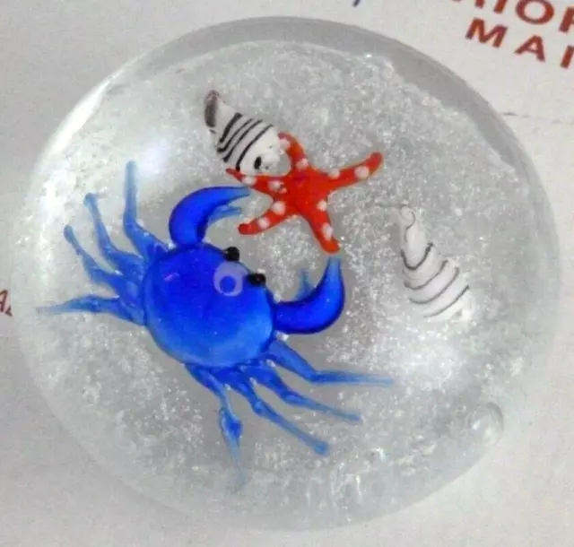 4" Hand Blown Solid Glass Crab Beach Figurine Paperweight Murano