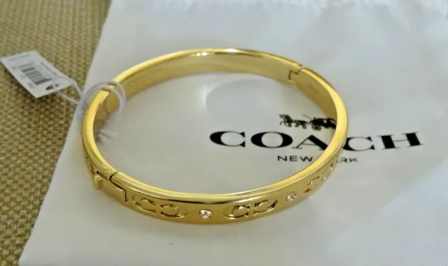 Coach Gold Kissing C Hinged Bangle Bracelet