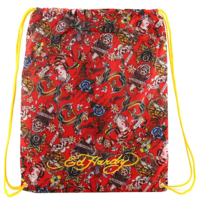 Ed Hardy Lightweight Tattoo Graphic Drew Drawstring Backpack Bag Panther/Parrot/