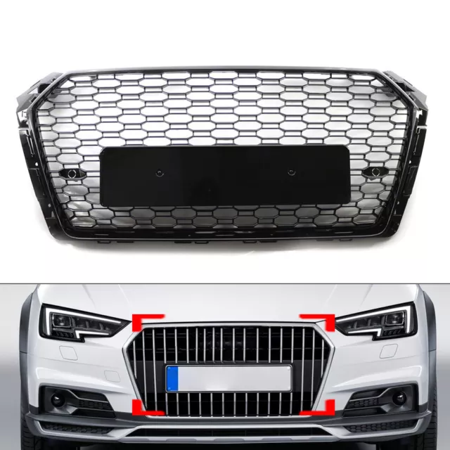 Honeycomb Black Mesh Hex Grille für Audi A4/S4 B9 RS4 Style 2017-2019