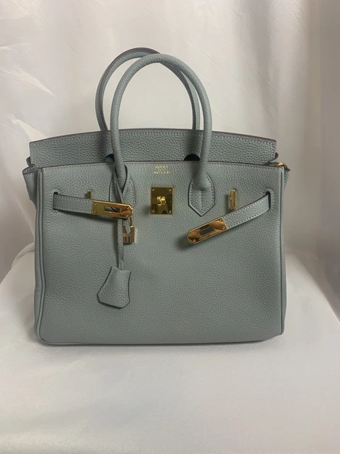 HERMÈS Birkin Bag 30 Blue Atoll Togo, Gold hardware. Authenticity Guaranteed.
