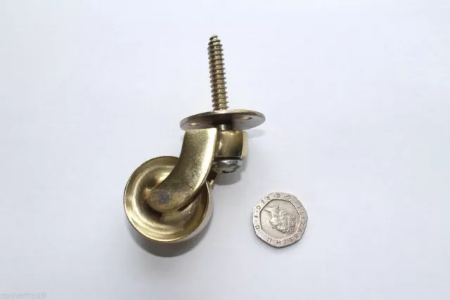 SOLID BRASS CASTORS VICTORIAN STYLE 32 mm DIAMETER,SCREW PLATE TRADITIONAL