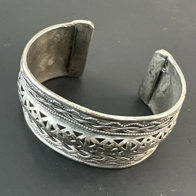 Bracelet Jonc Ancien Ethnique En Os Et Laiton - Mosaïque, Vintage XXe Siècle - Afrique/Asie