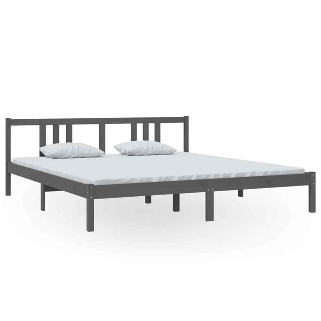 BED FRAME GREY Solid Wood 180x200 cm Super King Size £157.19 PicClick UK