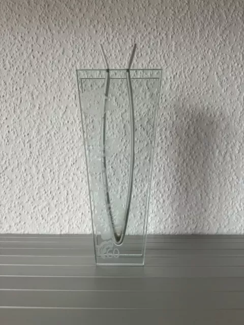 Moderne Vase * Glas und Metall * mit Gravur " 60 " * 29 cm