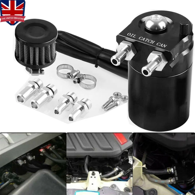 OIL CATCH CAN Kit Breather Baffled Reservoir Tank Aluminum Hose