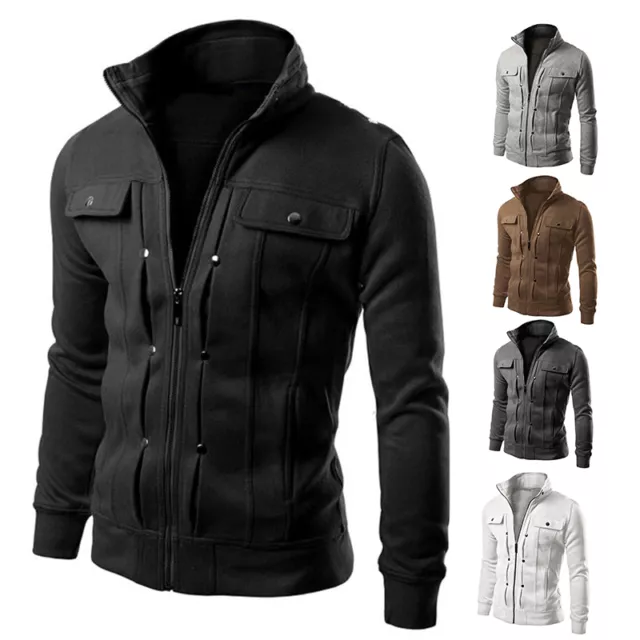 Men's Winter Coat Jacket Outerwear Overcoat Casual Slim Tops Warm Blazer Zipper