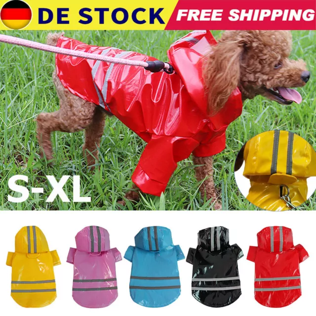 DHL Reflektierende Haustier Hund Wasserdichte PU Mantel Jacke Kapuze Regenmantel