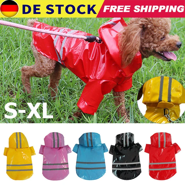 DHL Reflektierende Haustier Hund Wasserdichte PU Mantel Jacke Kapuze Regenmantel