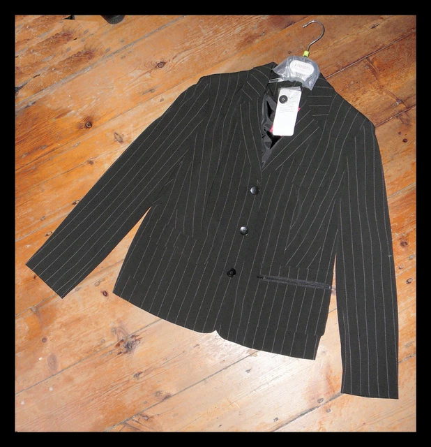 Veste Tailleur Chic Noire Rayée Apart - Taille 42/44 - Neuf Avec étiquettes - Polyester/Viscose