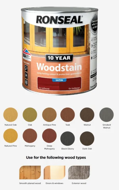 Ronseal 10 Year Exterior Woodstain - All Colours - All Sizes