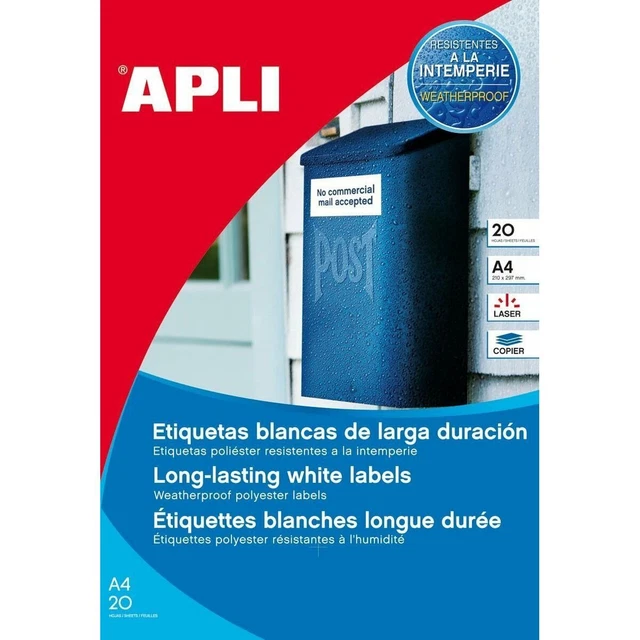 Drucker-Etiketten Apli Weiß 20 Bettlaken 99,10 x 42,3 mm