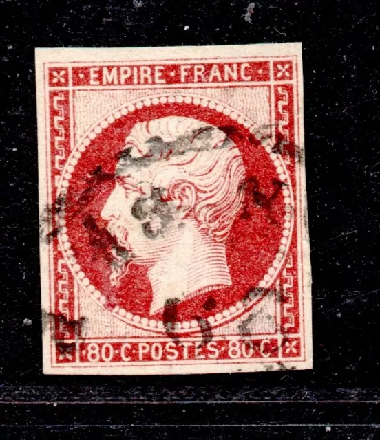 + TIMBRE NAPOLEON No17 80C  SIGNE CALVES/COTE 400 Euros / oblitération NEW YORK