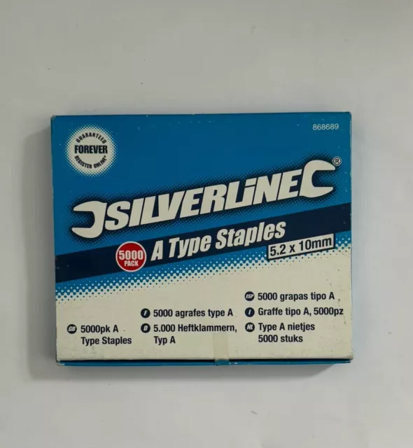 Silverline A Type Staples 5.2 x 10mm x 1.15mm 5000 Piece Pack - Free Postage