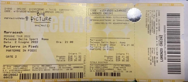 1 Biglietto per Il concerto di Marracash per il 1 ottobre a Roma
