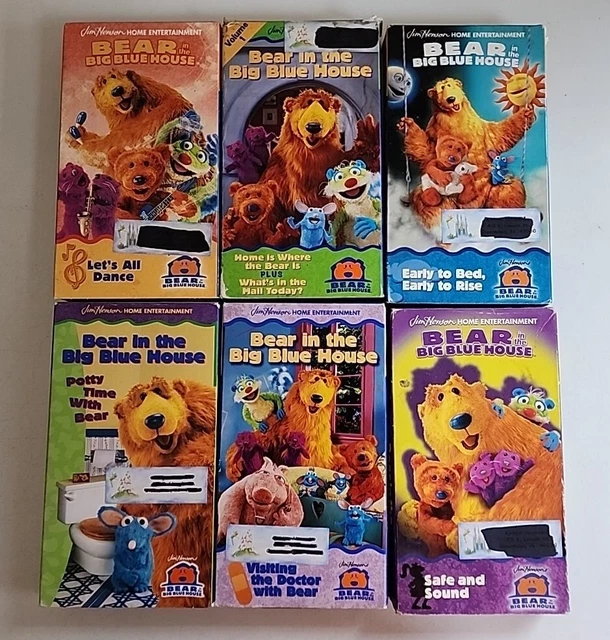 BEAR IN THE Big Blue House VHS Lot of 6 Jim Henson Safe Sound Early To ...