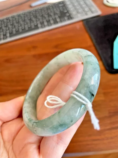 100% Untreated Genuine Grade A Jade Bangle Jadeite Bracelet  純天然翡翠A貨手鐲 58 Mm