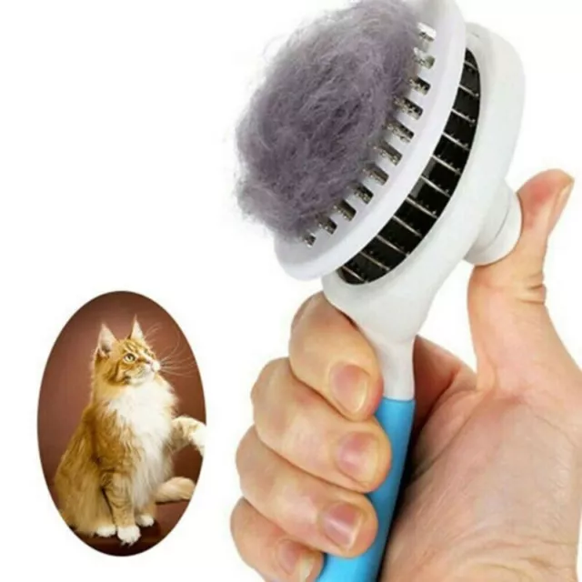 Pet Dog Cat Clean Grooming Self Cleaning Slicker Brush Massage Hair Remover Comb