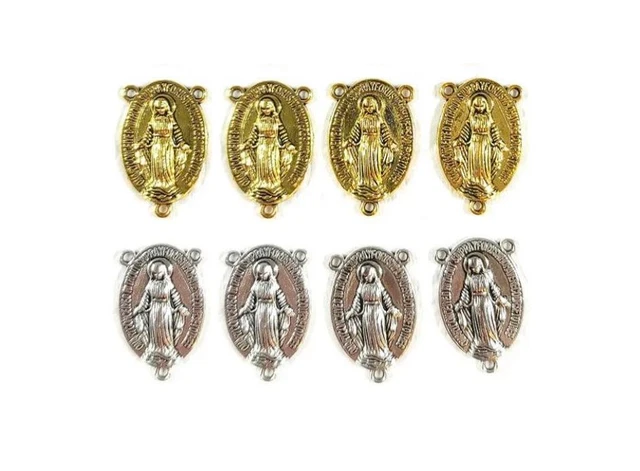 Miraculous Medal Rosary Centerpiece LOT of 12 MIXED Silver And Gold